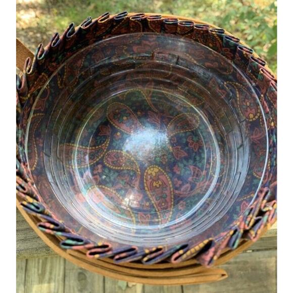 Longaberger Button Basket 1996 Small Round Liner Protector Heartland Collection - Picture 5 of 11